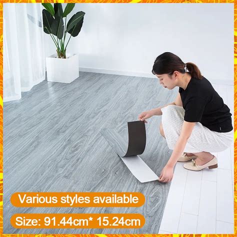 2mm Thick 91x15cm Wooden Vinyl Floor Stickers Self Adhesive Pvc Vinyl