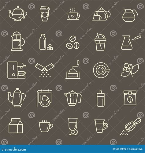 Coffee Line Icon Set Stock Vector Illustration Of Symbols 69947690