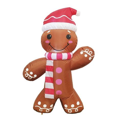 Jolly And Joy 1 2 M Inflatable Christmas Gingerbread Man Brown