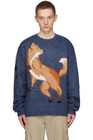 Blue Fox Sweater by Maison Kitsuné on Sale