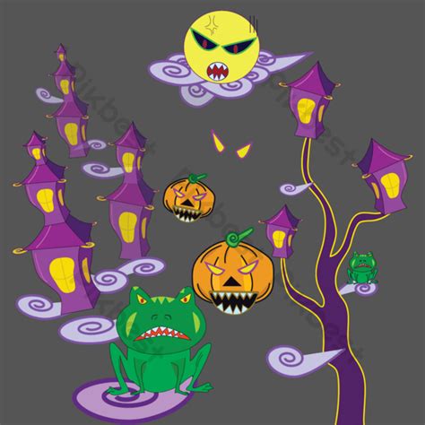 Halloween Vector Scene Illustration PNG Images | AI Free Download - Pikbest