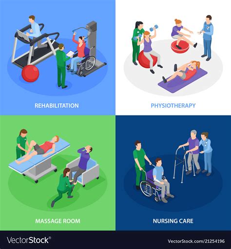 Physiotherapy Rehabilitation Isometric Concept Vector Image