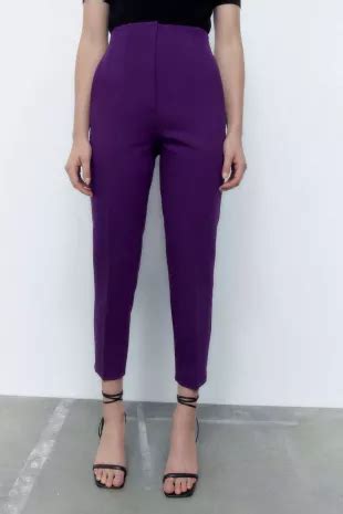 Zara High Waisted Pants In Purple