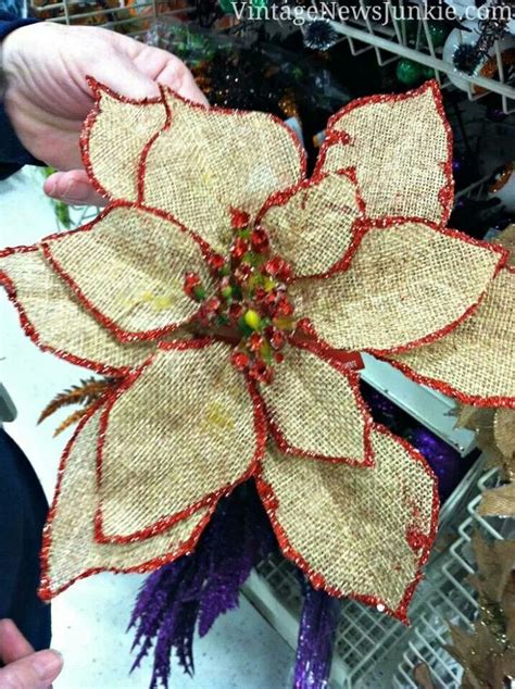 Burlap Poinsettia ♡ Burlap Crafts Burlap Flowers Christmas Crafts