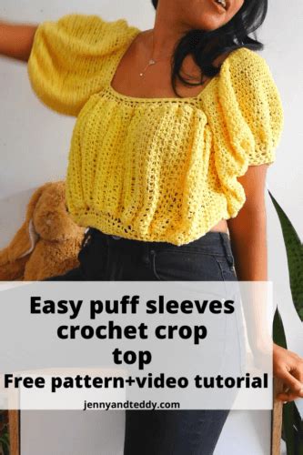 Easy Puff Sleeves Crochet Crop Top Jenny And Teddy