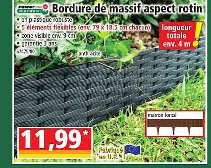 Promo Powertec Garden Bordure De Massif Aspect Rotin Chez Norma