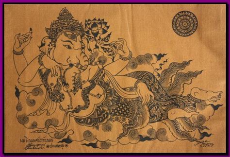 Thai Traditional Art Of Ganesha By Silkscreen Printing On Cotton