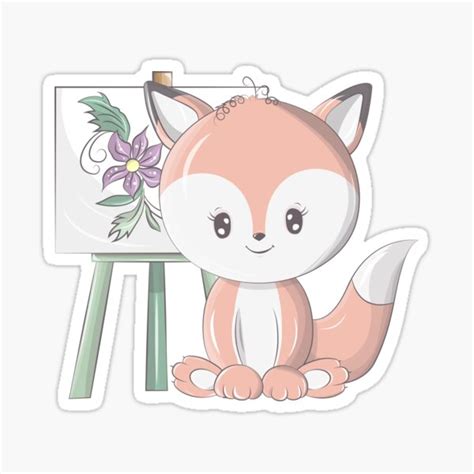 Cute Kawaii Baby Fox Sticker For Sale By Animster Redbubble