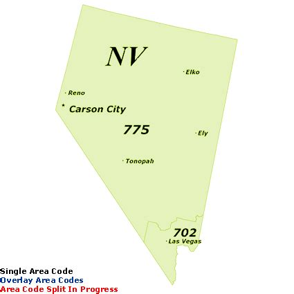 Find Nevada Area Codes by Map