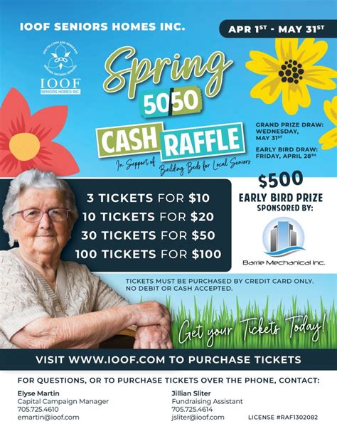 IOOF Spring 5050 Raffle Poster April May 2023 Grand Lodge Of Ontario