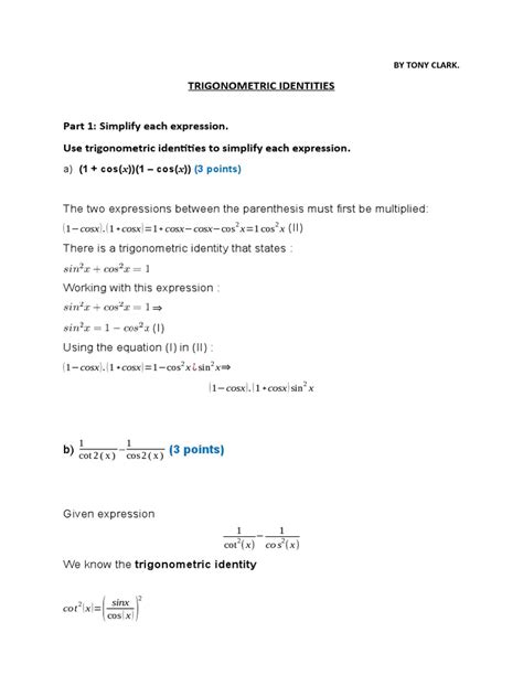 Trigonometric Identities | Download Free PDF | Trigonometric Functions ...