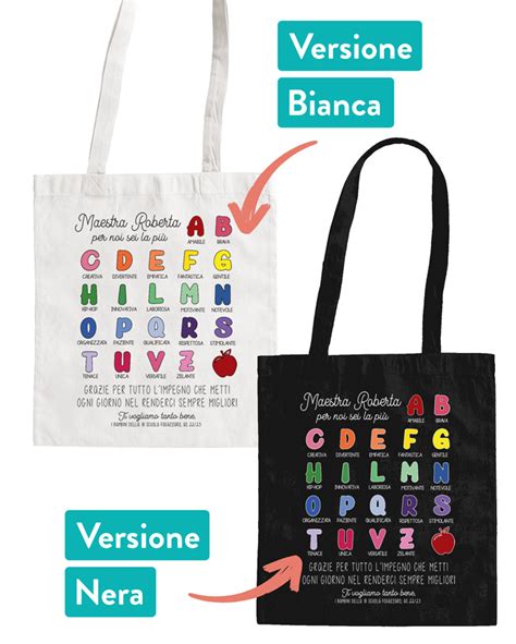 Borsa Shopper Personalizzata Alfabeto Maestra Per Noi Sei La Pi Con