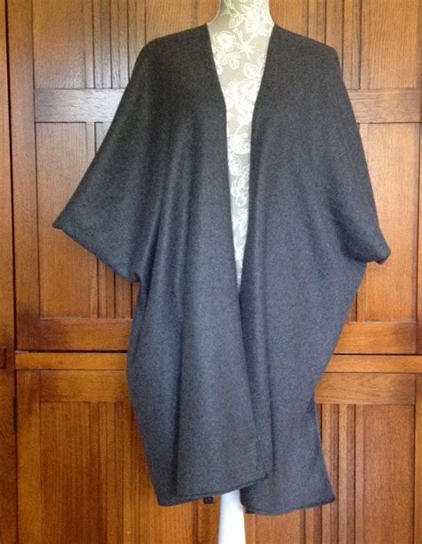 Handmade Custom Fleece Shawl Wrap Ruana Gray Solid 50 X 60 By Glory B