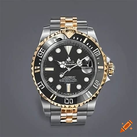 Close up of rolex submariner watch face with black bezel and silver ...