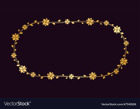 Gold Oval Floral Frame Template Luxury Golden Vector Image