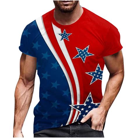 Soomlon Men Vintage Usa Flag Shirt 4th Of July Independence Day T Shirt