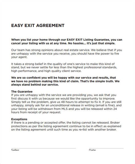 Exit Agreement Template