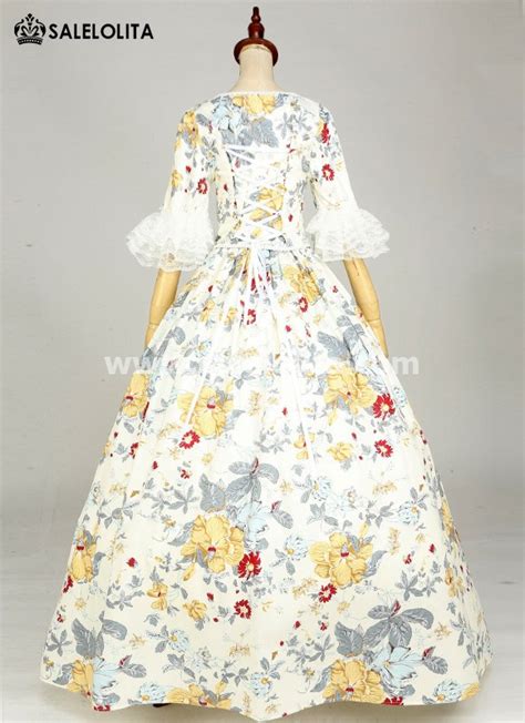 Renaissance Colonial Floral Tea Garden Dress Prom Ball Gown