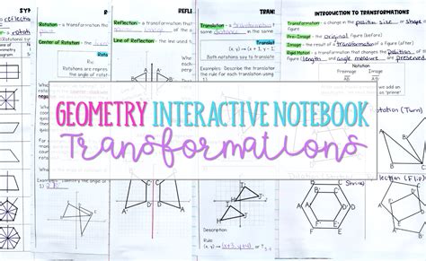 Transformations Unit Geometry Interactive Notebook Busy Miss Beebe