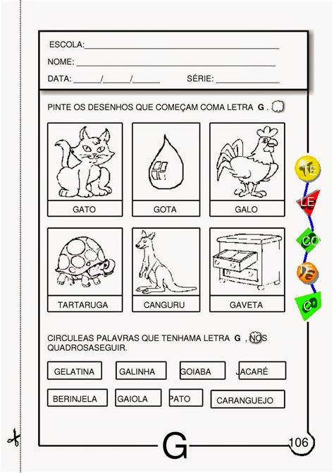 Atividades Com A Letra G Para Educação Infantil Para Imprimir