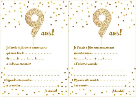 Carte D Invitation D Anniversaire 9 Ans