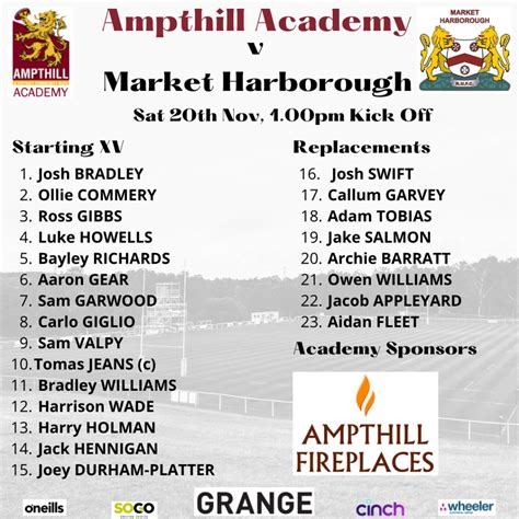 Ampthill Fixtures - Sat 20th Nov - Ampthill Rugby