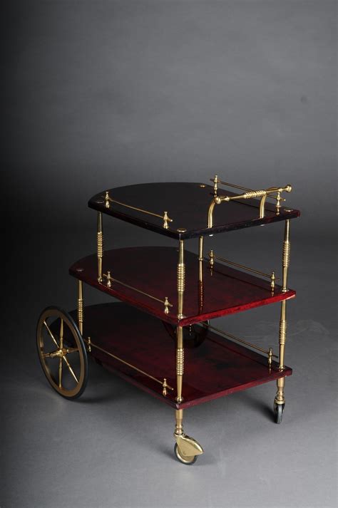 Exclusive Italian Vintage Bar Trolley Serving Trolley Aldo Tura Red