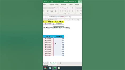 Somases Entre Duas Datas No Excel Youtube