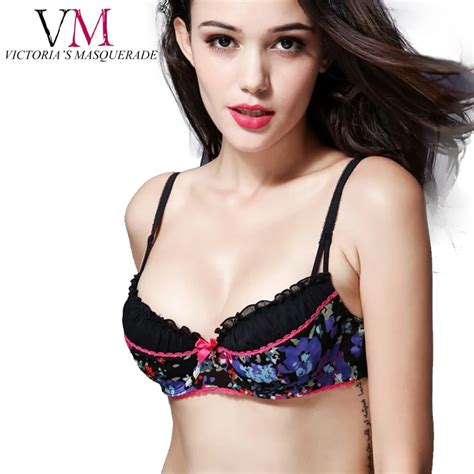 Plus Size A G Chiffon Lace Flower Pattern Push Up Thin Cup Bra