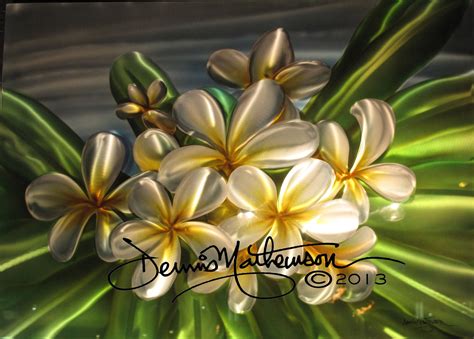 Plumeria Flower Original Metal Artwork By Hawaii Artist Dennis