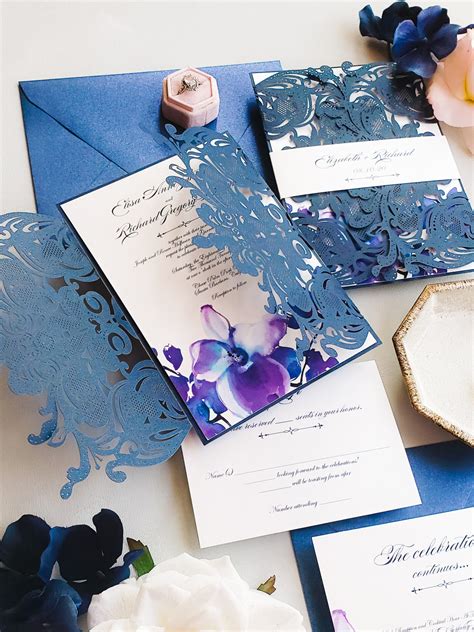 Royal Blue And Purple Wedding Invitations