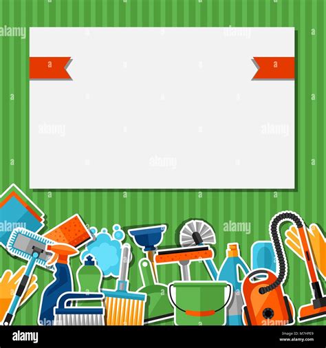 Housekeeping Background With Cleaning Sticker Icons Image Can Be Used