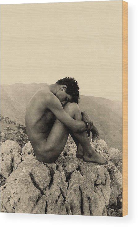 Study Of A Male Nude On A Rock Taormina Sicily C Wood Print By Baron Wilhelm Von Gloeden