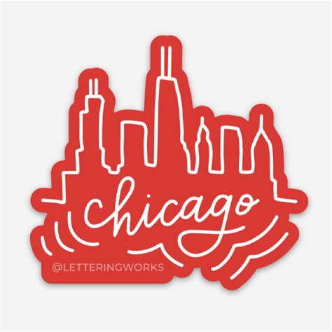 Chicago Skyline Sticker Red — Lettering Works