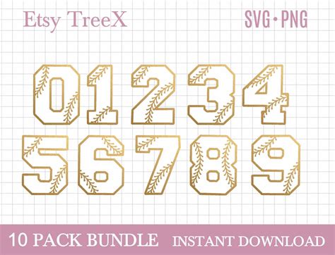 Baseball Numbers SVG Bundle By Oxee Baseball Stich Font SVG Layered