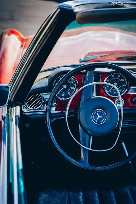 Interior of a Vintage Mercedes-Benz W113 · Free Stock Photo