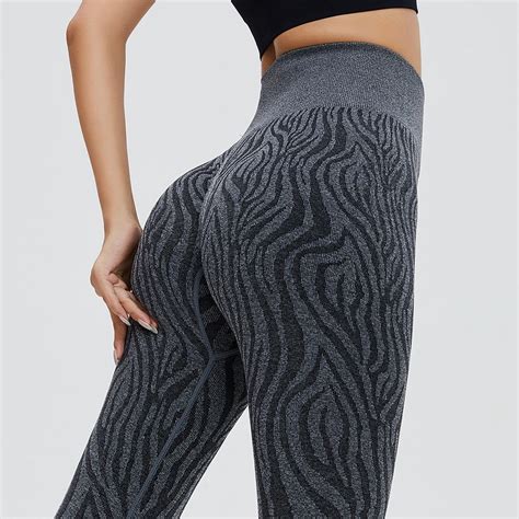 Striped Nine Point Yoga Pants Female Zebra Print Jacquard Seamless