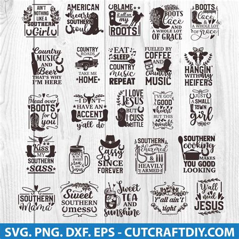 Country Girl Svg Bundle Cowgirl Svg Southern Svg Dxf Png Eps Cut