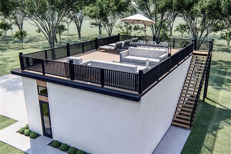 Plan 62854DJ Large Modern Garage Plan With Party Deck Rooftop