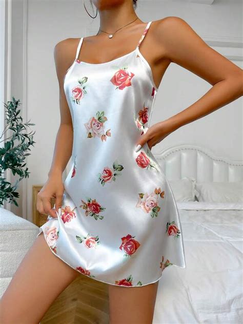 Floral Print Satin Cami Nightdress SHEIN USA