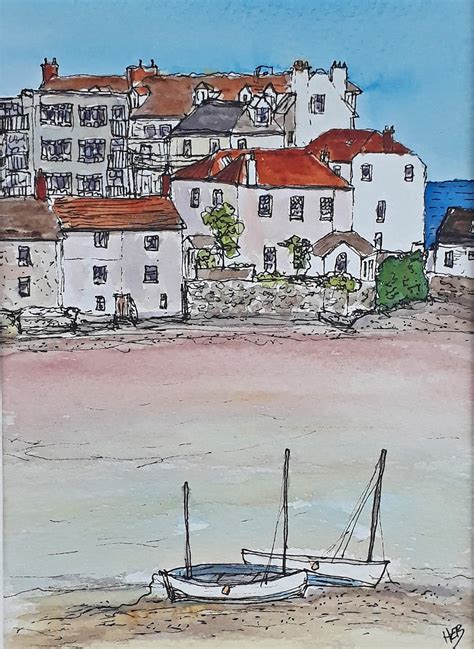 Original Ink And Watercolour Painting Of St Ives Cornwall Etsy