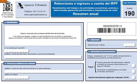 Modelo Declaraci N Resumen Anual De Retenciones E Ingresos A