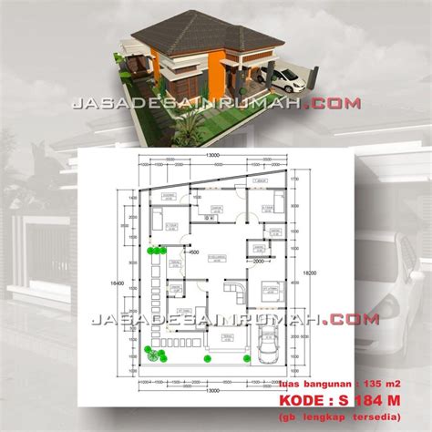 Model Rumah Minimalis 1 Lantai 4 Kamar Tidur Luas 135 M2 Jasa Desain