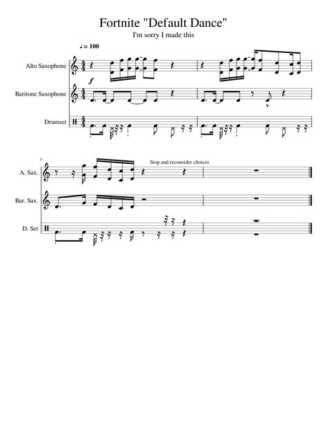 Default Song From Fortnite Sheet Music For Saxophone Alto Saxophone