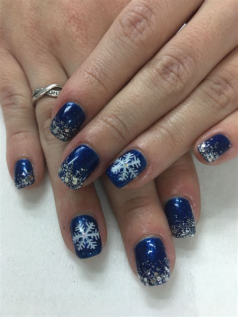 Royal Blue Snowflake Winter Gel Nails Winter Nails Winter Nails