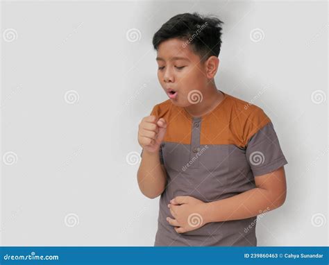 Handsome Asian Boy With Cough Expression Stock Image Image Of Cute