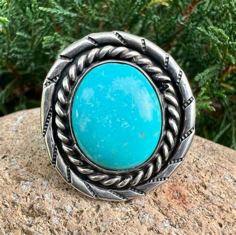 Vintage Navajo S Kingmanturquoise Ring Size Gem