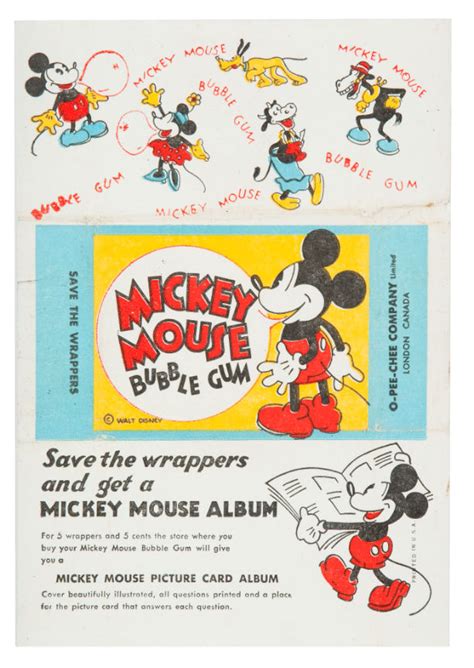 Hakes Mickey Mouse Canadian Issue 1930s Gum Card Lot With Wrapper