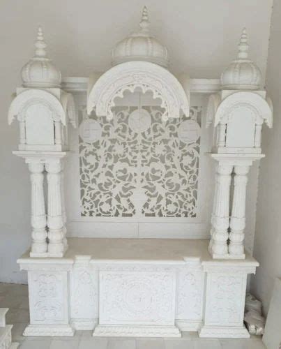 Indoor Rectangular Carved Marble Temple For Home Size Feet H At