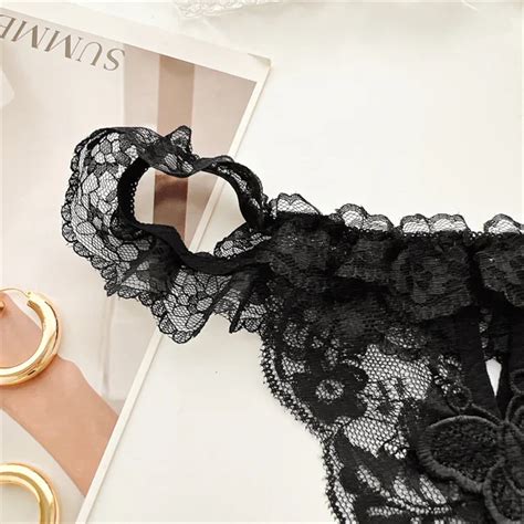 Finetoo Sexy Hot Lace Girls Crotchless Women S Pearls Hollow Out Thongs Lightweight New